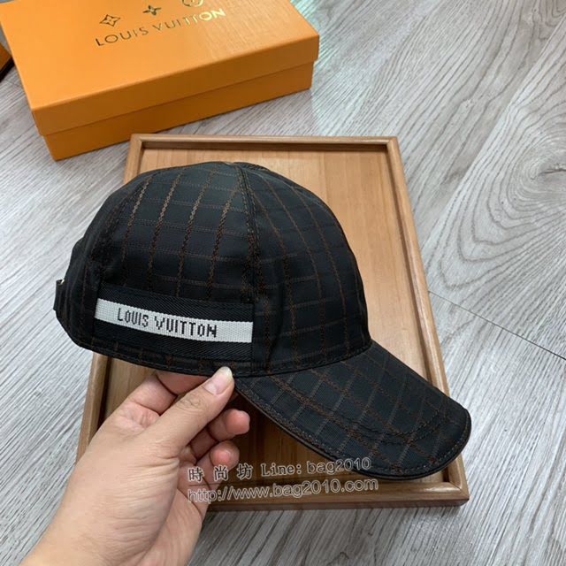 LV新品男士帽子 路易威登格子鴨舌帽棒球帽  mm1337